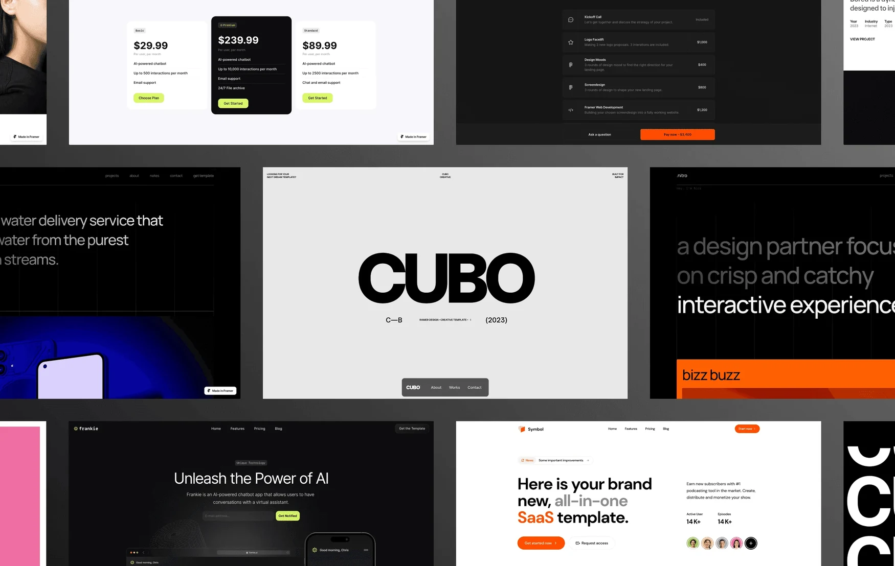 Framer templates and layouts
