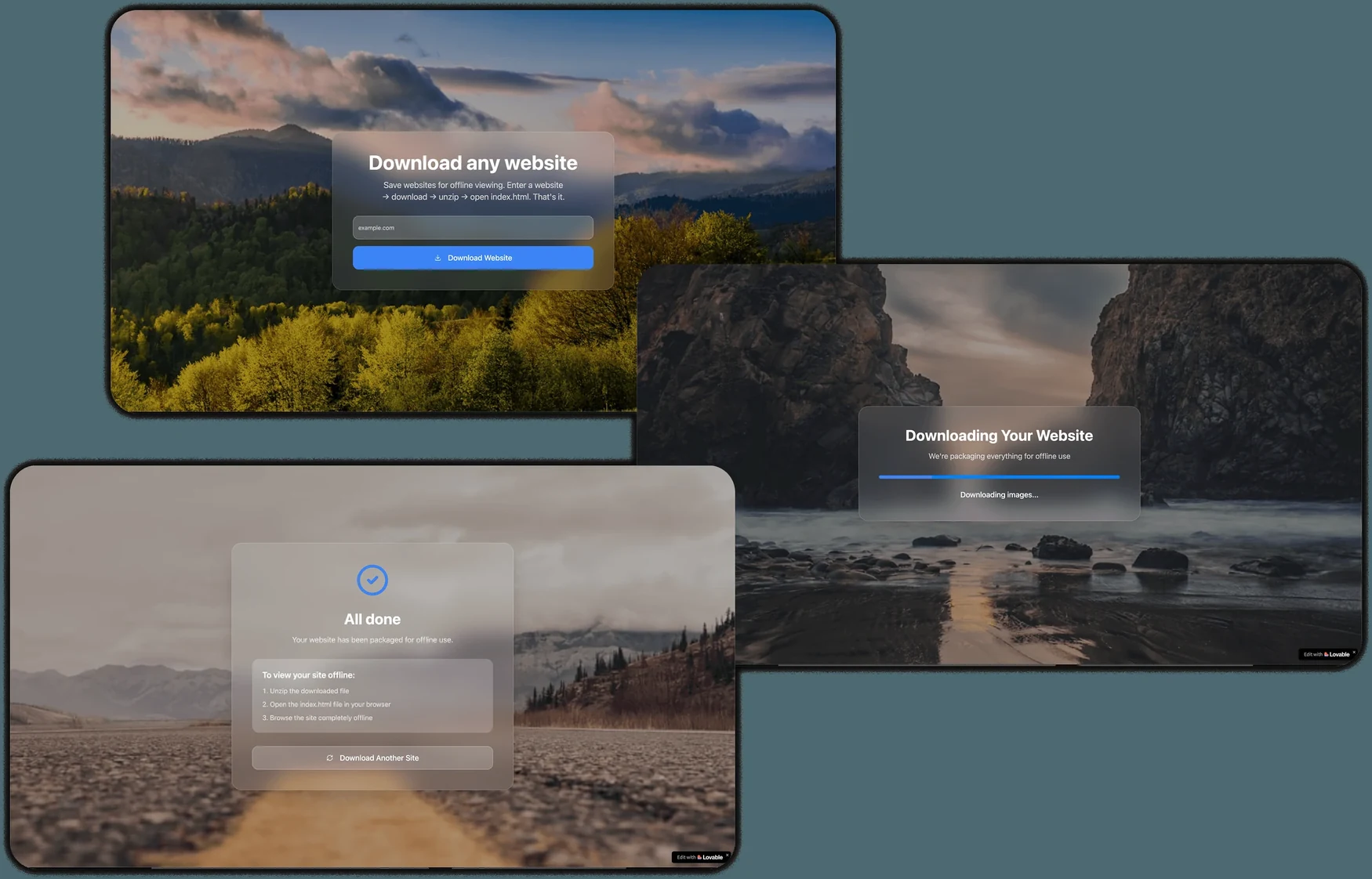 Sitesaver interface