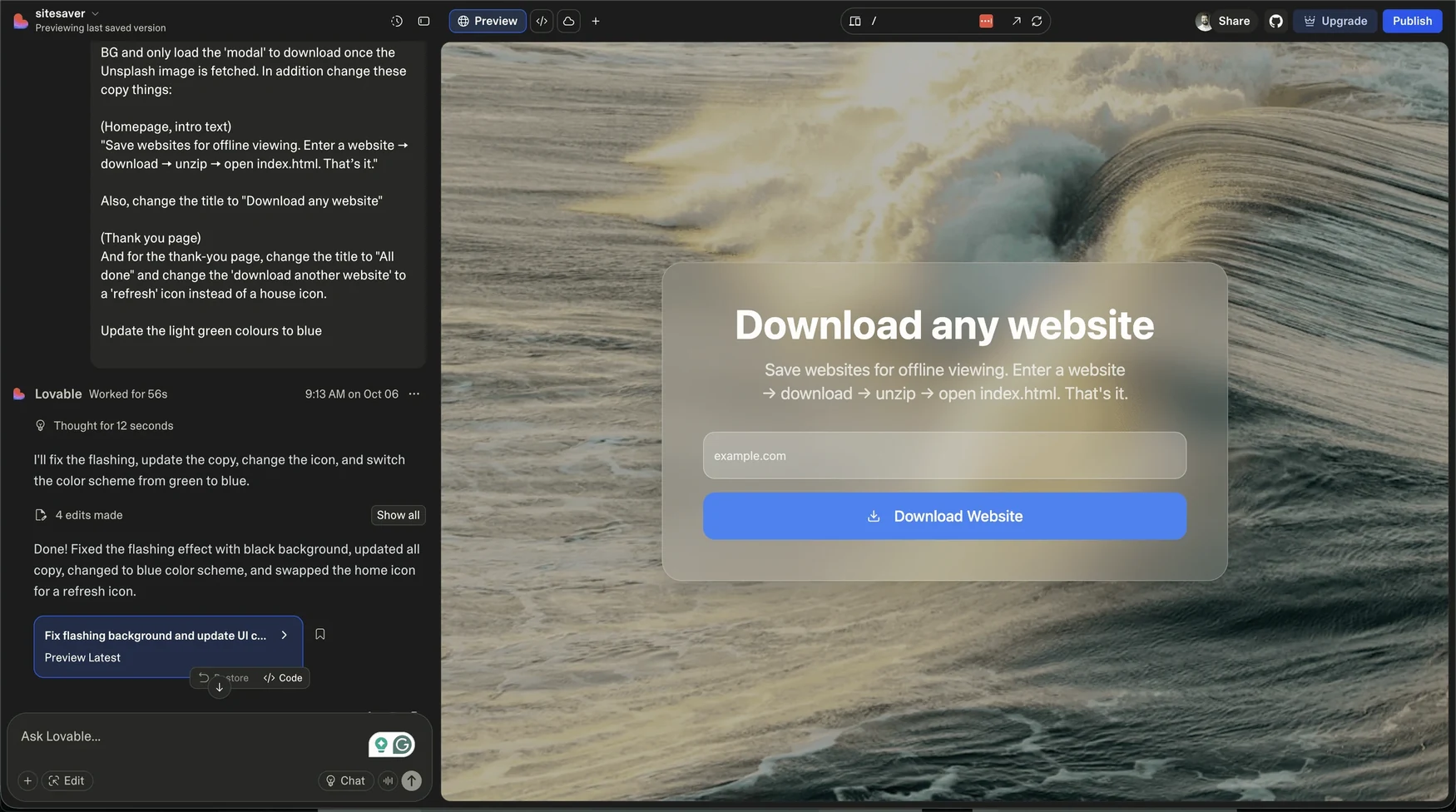 Sitesaver download flow